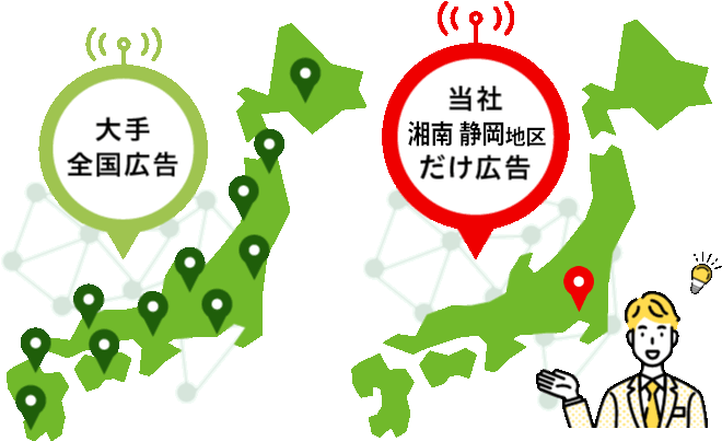 当社は湘南・静岡地区だけに広告を設定しています